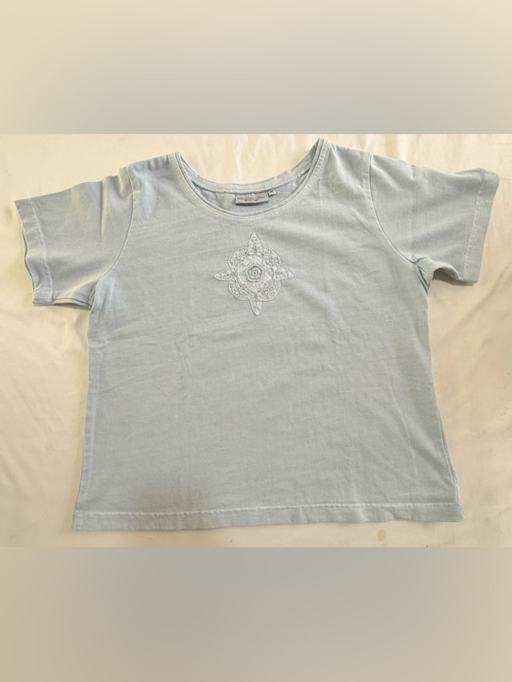 Monterey Bay Light Blue Tee with Center Embroidered Medallion